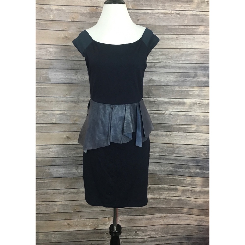 Alice + Olivia Leather Accented Peplum Dress